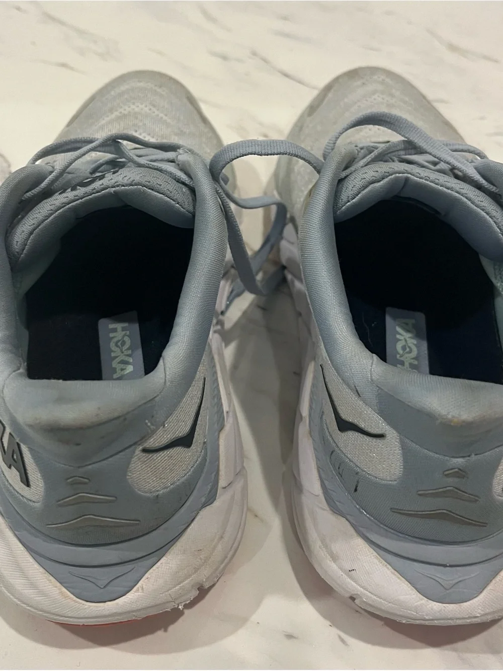 Hoka Arahi 6 Womens Running Shoes in Light Gray with Orange Accents - Picture 6 of 6